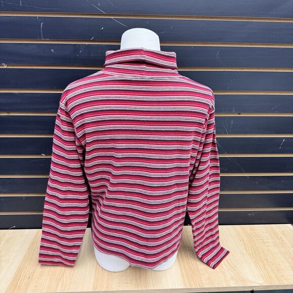 Mountain Lake XL Red Striped Mock Neck Top Long Sleeve Cotton Blend Pullover - Picture 2 of 5